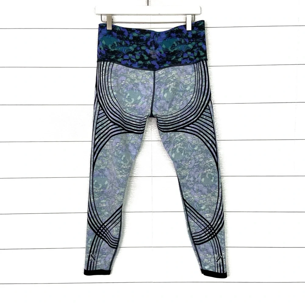 KNIX HiTouch High Rise Legging Fitted Black Purple Green Print XL Workout Active - Picture 5 of 6